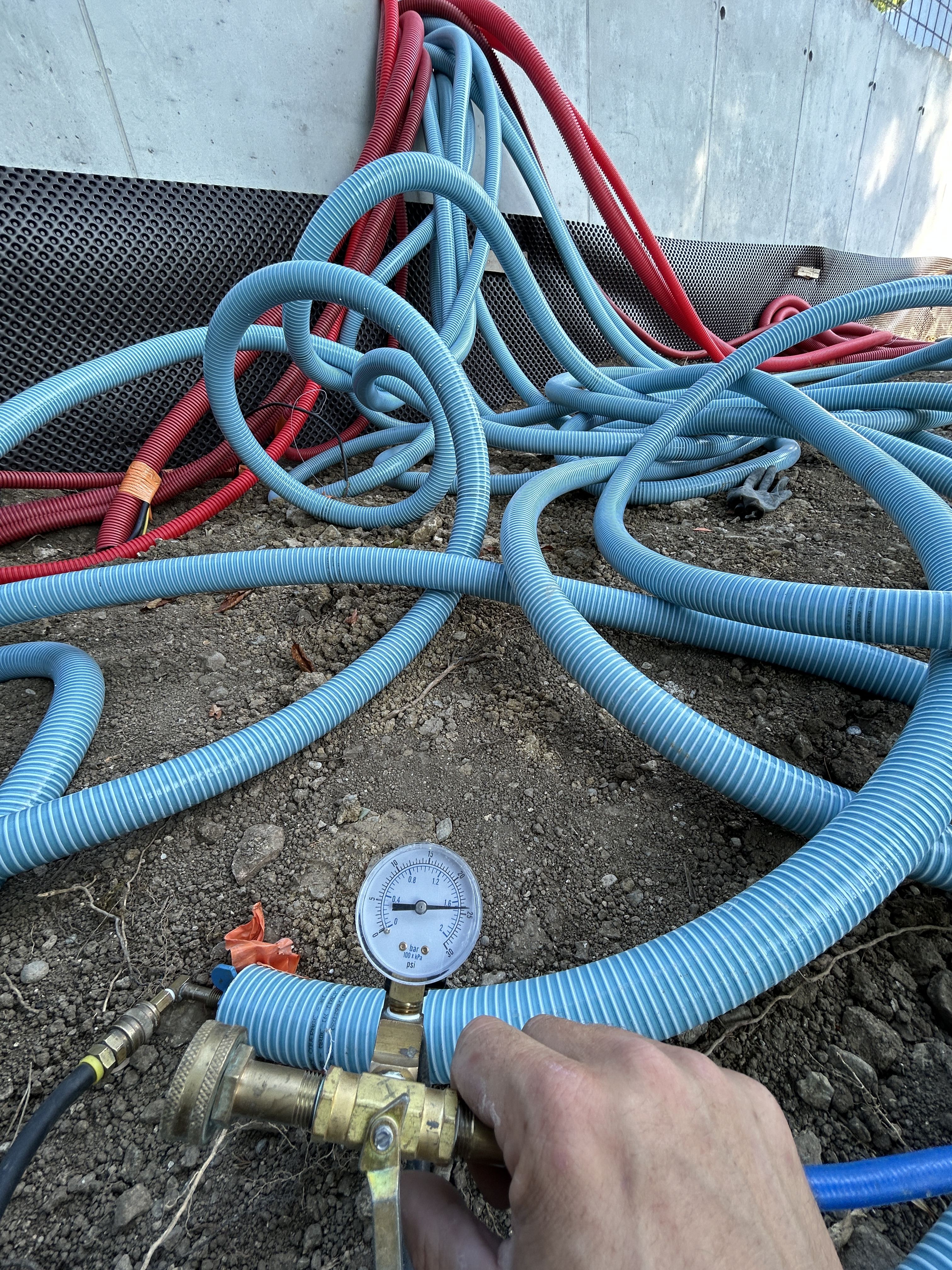 Test de pression sur les réseaux avant remblais